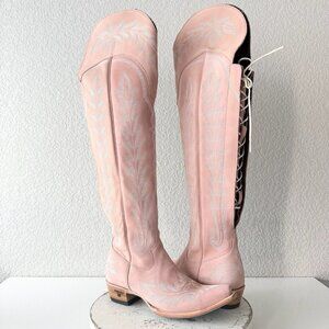 Lane LEXINGTON Over the Knee Womens Pink Cowboy Boots Sz 8 Western Cowgirl Tall